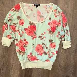 Mint and Pink Floral Top